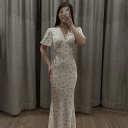 Printed Floral Print Elegant Long Dress For Women Short Sleeve V Neck Fashion Slim Dress Satin Commuting Banquet Female Dress