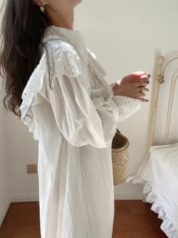 Flare Long Sleeve Ruffles Dress For Women Robe Cotton White Floral Embroidery Lace Dresses Oversize Casual Autumn Boho Vestidos