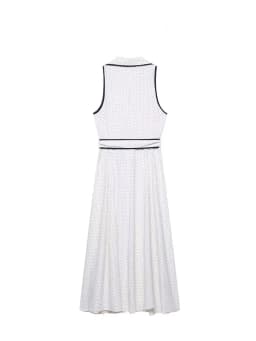 HH Woman Elegant Sleeveless Single-breasted Midi Dress Summer Female Lapel White Polka Dot Shirt Style Chart Dress Mujer