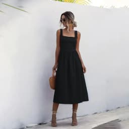 Customizable Women Long Dress Summer Sexy Backless Casual White Ruched Slip Midi Sundresses Pleated Spaghetti Strap Clothes