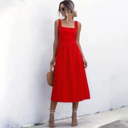 Customizable Women Long Dress Summer Sexy Backless Casual White Ruched Slip Midi Sundresses Pleated Spaghetti Strap Clothes
