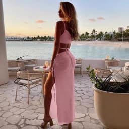 Retro Sexy Pleated Oblique Shoulder Hollow Out Irregular Long Dress Women New Cut Out Backless Tie Up Slip Dress Beach Party