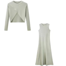 Summer Women Fashion Long Dress Elegance Soft Silk Satin Vest Dress Knitted Top Match Set Maxi Length Woman Chic Dress Set