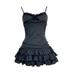 Harajuku Women Casual Chic Dress Sexy Slim Fit Chic Solid Color Bowknot Design Suspender Mini Dresses Y2K Gothic Rock Streetwear