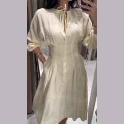 Casual Pleated Women's Dress Solid  Long Sleeve O-Neck Waist-Closed Lace-Up Dresses 2026 Chic Female Vacation Holiday Robe