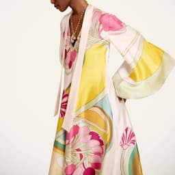 Vintage Art Floral Printed Satin Dress Womens New Flared Sleeve Loose A Line Maxi Dress Boho Summer Beach Resort Elegant Dresses