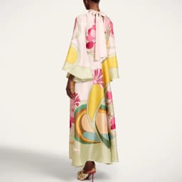 Vintage Art Floral Printed Satin Dress Womens New Flared Sleeve Loose A Line Maxi Dress Boho Summer Beach Resort Elegant Dresses