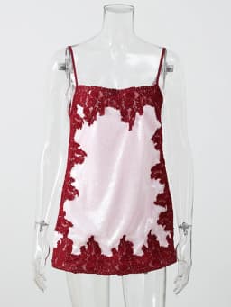 Sexy Sequin Lace Trim Mini Dress Women Fashion V-neck Sleeveless High Waist Female Sling Dresses 2026 Summer Lady Vacation Robes