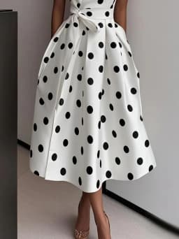 2026 Summer Dresses for Women Sleeveless Retro French Polka Dot V-Neck Black White Pin Up Party Rope Big Swing Vestidos