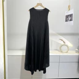 ALSEY Miyake Pleated Fashion Sleeveless Women for Dress Summer New Elegant O-neck Solid Color Loose Simple Casual Party Dress