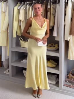 HH Women's Solid Vacation Style Satin Texture Backless V-neck Midi Dress Summer Female Elegant Sexy Lace-up Strap Dress