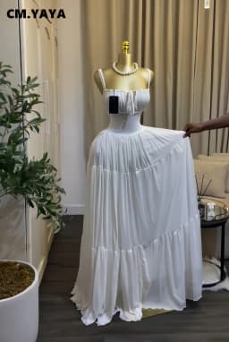 CM.YAYA 2026 Summer Women Strap Sleeveless Big Swing Long Maxi Dress Cocktail Evening Birthday Beach Sexy Vacation Party Dresses