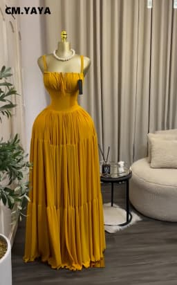 CM.YAYA 2026 Summer Women Strap Sleeveless Big Swing Long Maxi Dress Cocktail Evening Birthday Beach Sexy Vacation Party Dresses