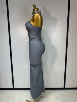 High Quality Strapless Beading With Necklace Bandage Dress Celebrity Elegant Evening Party Fancy Club Birthday Dresses