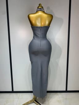 High Quality Strapless Beading With Necklace Bandage Dress Celebrity Elegant Evening Party Fancy Club Birthday Dresses