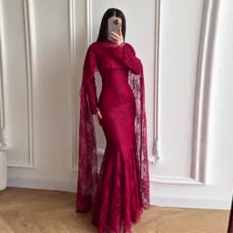 Long Dress Women Lace Dresses A Line Vestidos Round Neck Full Sleeve Hip Wrap Shawl Mermaid Elegant Slim Evening Wedding 2026