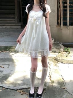 French Elegant Slim Short Sleeve Dress 2000s Harajuku Vintage Sweet Short Party Dress Y2k Japan Style Lolita Kawaii Mini Dress