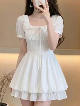 French Elegant Slim Short Sleeve Dress 2000s Harajuku Vintage Sweet Short Party Dress Y2k Japan Style Lolita Kawaii Mini Dress