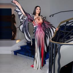 Chic Gradient Stripe Halter Dress Women Butterfly Sleeve Backless Slim Floor-length Dresses 2026 New Lady Party Evening Gown ﻿