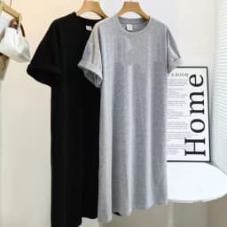 Loose Short Sleeve T-Shirt Dress Korean Style Hong Kong Style Design Open Split Outerwear Suitable Summer Straight Cut Dress