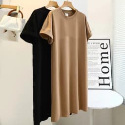 Loose Short Sleeve T-Shirt Dress Korean Style Hong Kong Style Design Open Split Outerwear Suitable Summer Straight Cut Dress