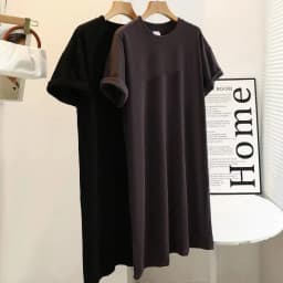 Loose Short Sleeve T-Shirt Dress Korean Style Hong Kong Style Design Open Split Outerwear Suitable Summer Straight Cut Dress