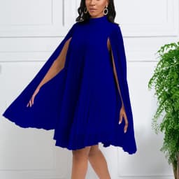 Chiffon Dress for Women Elegant 2024 New Round Neck Batwing Sleeve Loose Knee Length Luxury African Birthday Party Dinner Dress