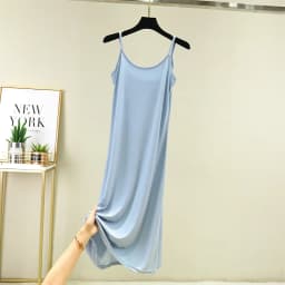 Summer Thin Ice Silk Camisole Dress Women's A-Line Midi Skirt Casual Wear Large Size Inner Wear Dress Korean Style