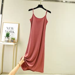 Summer Thin Ice Silk Camisole Dress Women's A-Line Midi Skirt Casual Wear Large Size Inner Wear Dress Korean Style