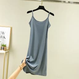 Summer Thin Ice Silk Camisole Dress Women's A-Line Midi Skirt Casual Wear Large Size Inner Wear Dress Korean Style