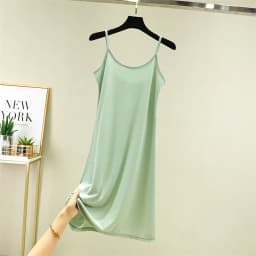 Summer Thin Ice Silk Camisole Dress Women's A-Line Midi Skirt Casual Wear Large Size Inner Wear Dress Korean Style