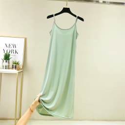 Summer Thin Ice Silk Camisole Dress Women's A-Line Midi Skirt Casual Wear Large Size Inner Wear Dress Korean Style