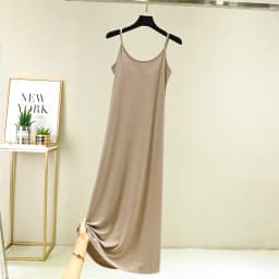 Summer Thin Ice Silk Camisole Dress Women's A-Line Midi Skirt Casual Wear Large Size Inner Wear Dress Korean Style