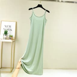 Summer Thin Ice Silk Camisole Dress Women's A-Line Midi Skirt Casual Wear Large Size Inner Wear Dress Korean Style