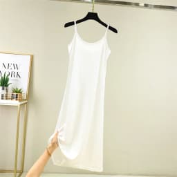 Summer Thin Ice Silk Camisole Dress Women's A-Line Midi Skirt Casual Wear Large Size Inner Wear Dress Korean Style