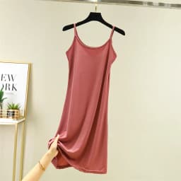 Summer Thin Ice Silk Camisole Dress Women's A-Line Midi Skirt Casual Wear Large Size Inner Wear Dress Korean Style