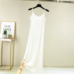 Summer Thin Ice Silk Camisole Dress Women's A-Line Midi Skirt Casual Wear Large Size Inner Wear Dress Korean Style