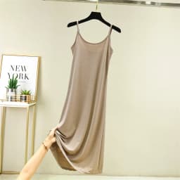 Summer Thin Ice Silk Camisole Dress Women's A-Line Midi Skirt Casual Wear Large Size Inner Wear Dress Korean Style