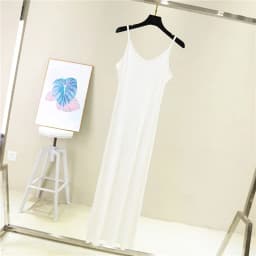 Women's Summer Thin Modal Lined Midi Dress A-Line Pure Color Base Skirt V-Neck Sleeveless Commute Simple Hollow out Loose Waist