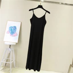 Women's Summer Thin Modal Lined Midi Dress A-Line Pure Color Base Skirt V-Neck Sleeveless Commute Simple Hollow out Loose Waist