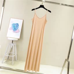 Women's Summer Thin Modal Lined Midi Dress A-Line Pure Color Base Skirt V-Neck Sleeveless Commute Simple Hollow out Loose Waist