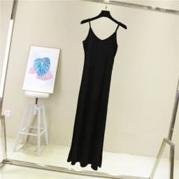 Women's Summer Thin Modal Lined Midi Dress A-Line Pure Color Base Skirt V-Neck Sleeveless Commute Simple Hollow out Loose Waist