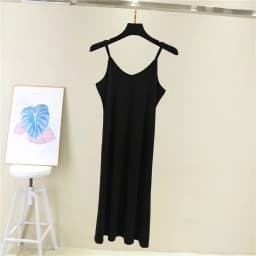Women's Summer Thin Modal Lined Midi Dress A-Line Pure Color Base Skirt V-Neck Sleeveless Commute Simple Hollow out Loose Waist