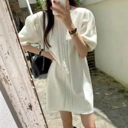 Retro Bubble Sleeve Knitted Short Dress Women Loose Sweater Dress round Neck Pullover Autumn New Style Comfortable Casual Dress