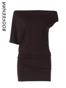BOOFEENAA Asymmetrical Off Shoulder Mini Dresses 2025 Woman Clothes Fashion Sexy Summer Dress C77-BE20