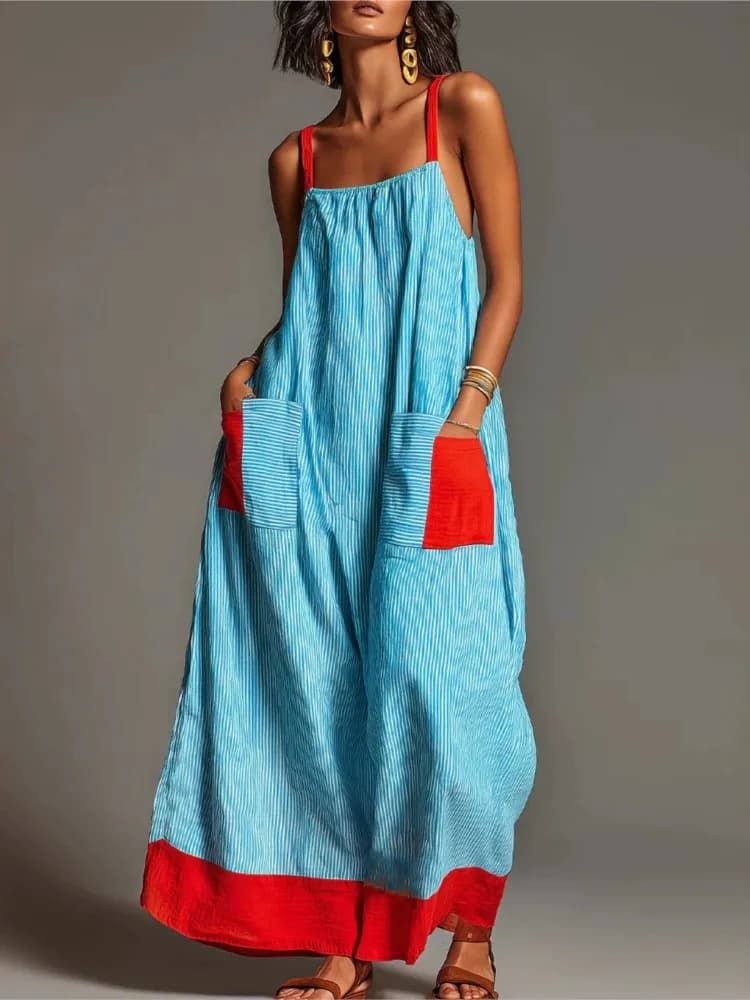Summer New Elegant Sleeveless Striped Suspender Dress Women's Fashion Boho Casual Office Holiday Party Dresses For Women Robe