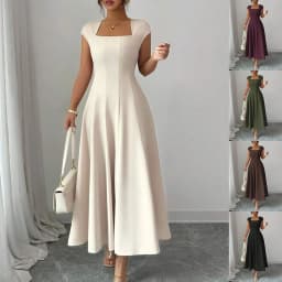 2026 Fashion Elegant Evening Dress A-line Dresses For Woman Party Wedding Vestidos Temperament Short Sleeves Solid Color Banquet