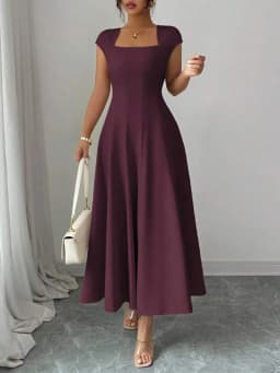 2026 Fashion Elegant Evening Dress A-line Dresses For Woman Party Wedding Vestidos Temperament Short Sleeves Solid Color Banquet