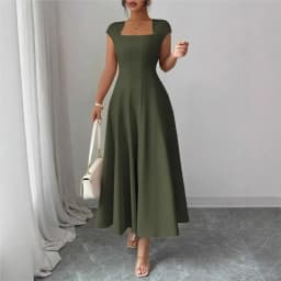 2026 Fashion Elegant Evening Dress A-line Dresses For Woman Party Wedding Vestidos Temperament Short Sleeves Solid Color Banquet