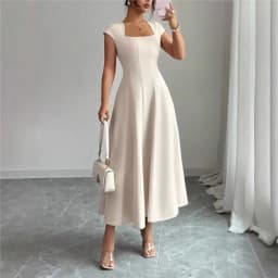 2026 Fashion Elegant Evening Dress A-line Dresses For Woman Party Wedding Vestidos Temperament Short Sleeves Solid Color Banquet